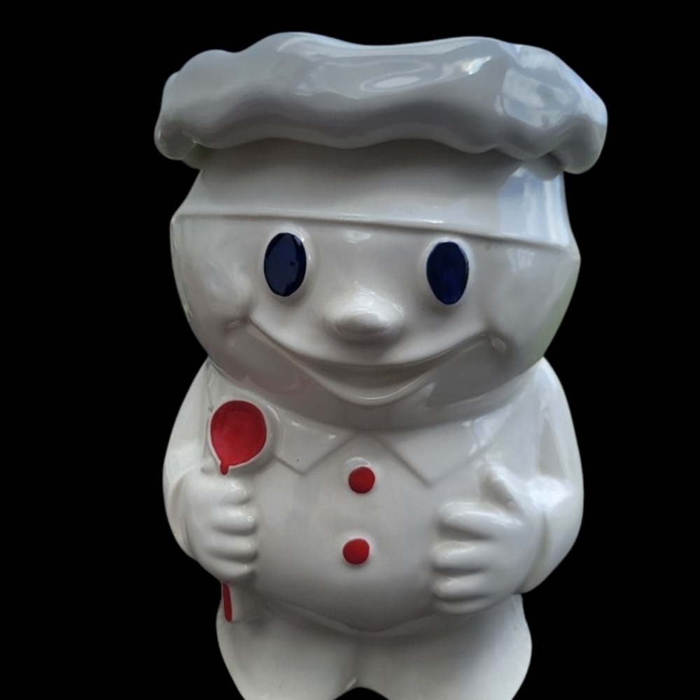 Ceramic Cookie Jar with Gray Hat